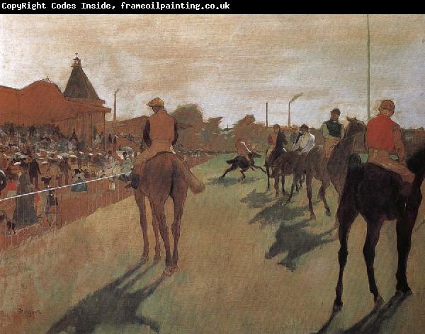 Edgar Degas a group of Racehorse